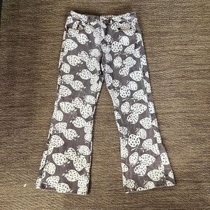 BDG white and brown 90s bootcut printed graphic strawberry jeans